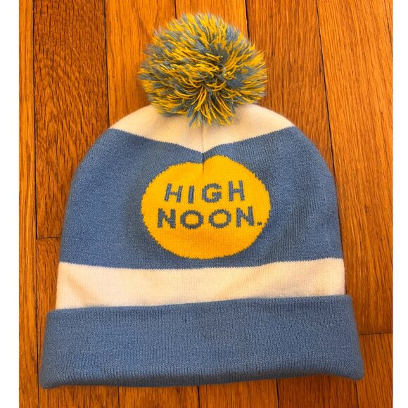 High Noon Vodka Pom Beanie, Blue/White/Yellow - Picture 3 of 4